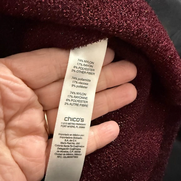 Chico's Burgundy and Red Patterned Sweater - Picture 8 of 8